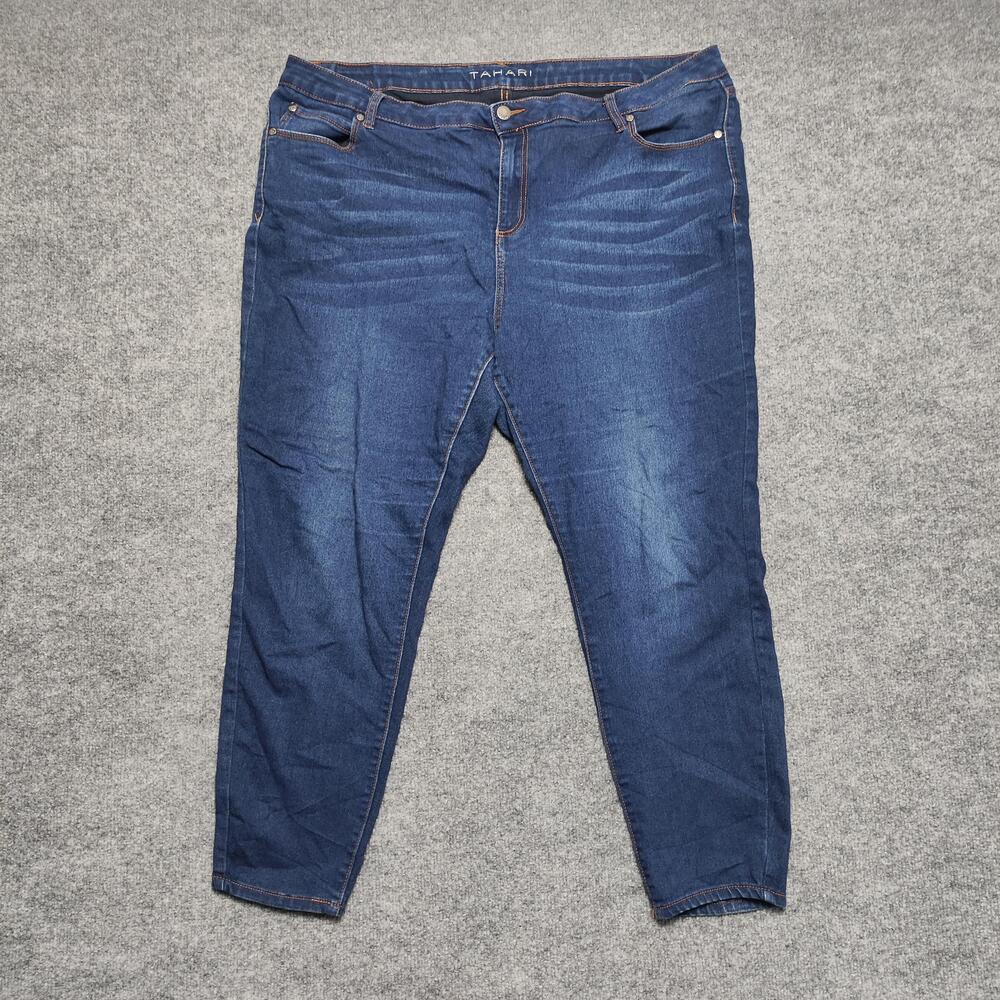 Tahari Jeans Womens 22W Medium Wash Blue High Rise Skinny Stretch Denim Classic